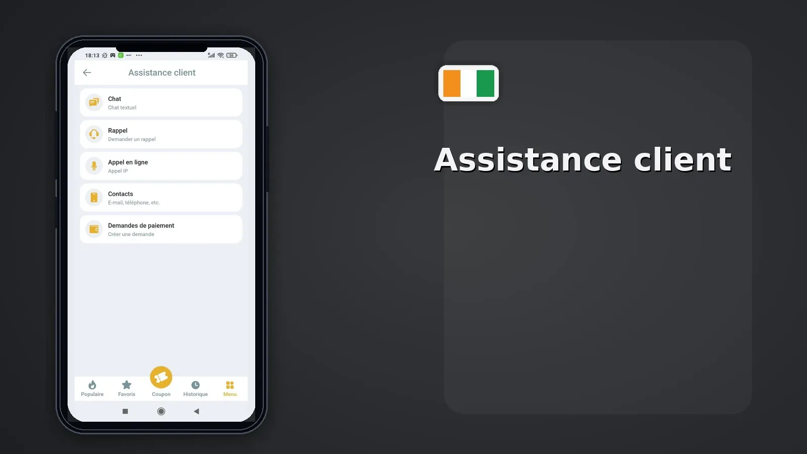 Assistance client Melbet CI