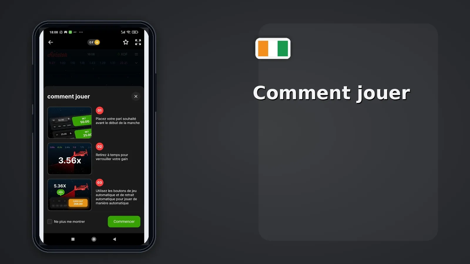 Comment jouer Aviator Melbet CI — interface décollage