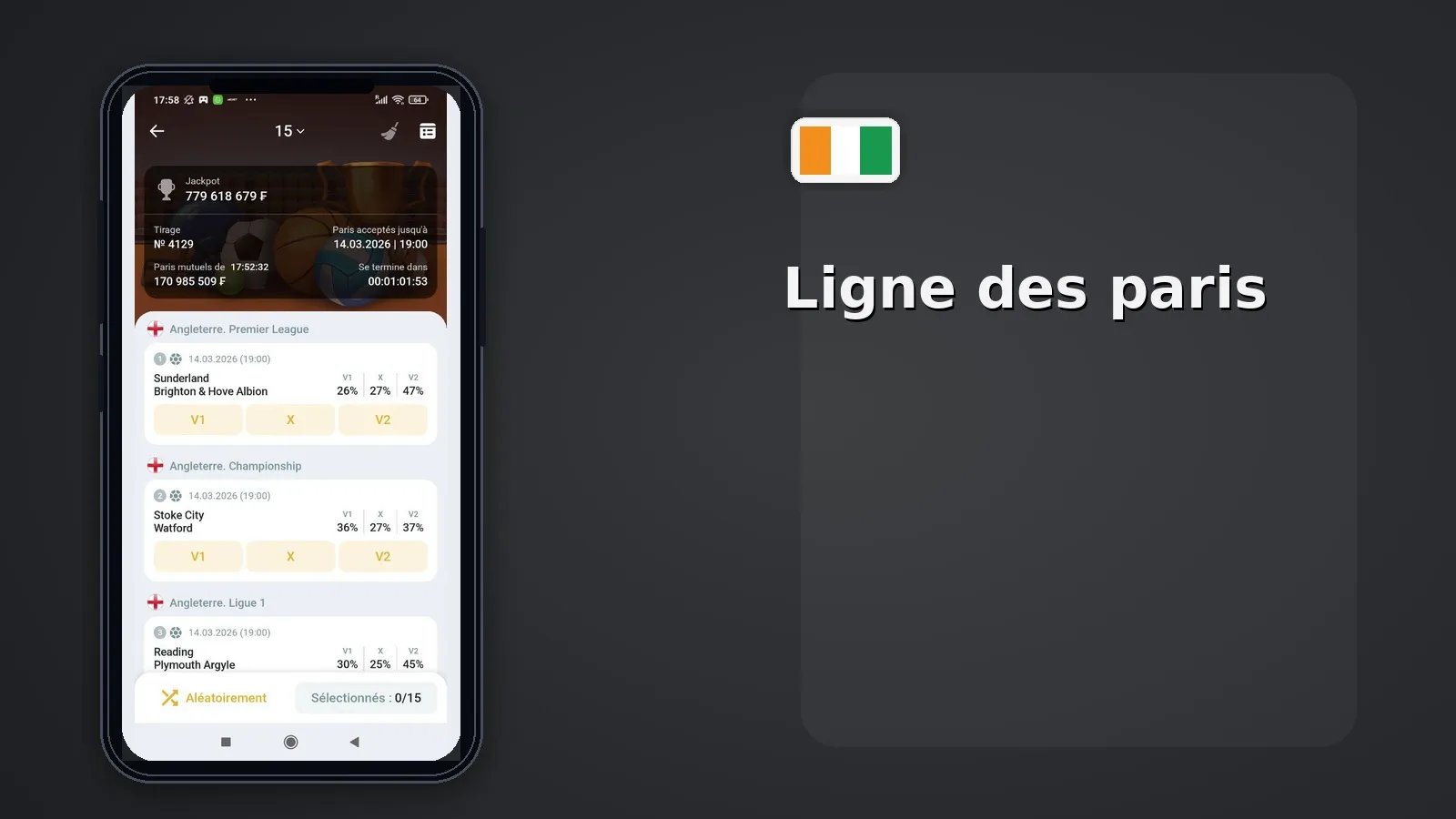 Ligne des paris Melbet CI — Premier League marchés