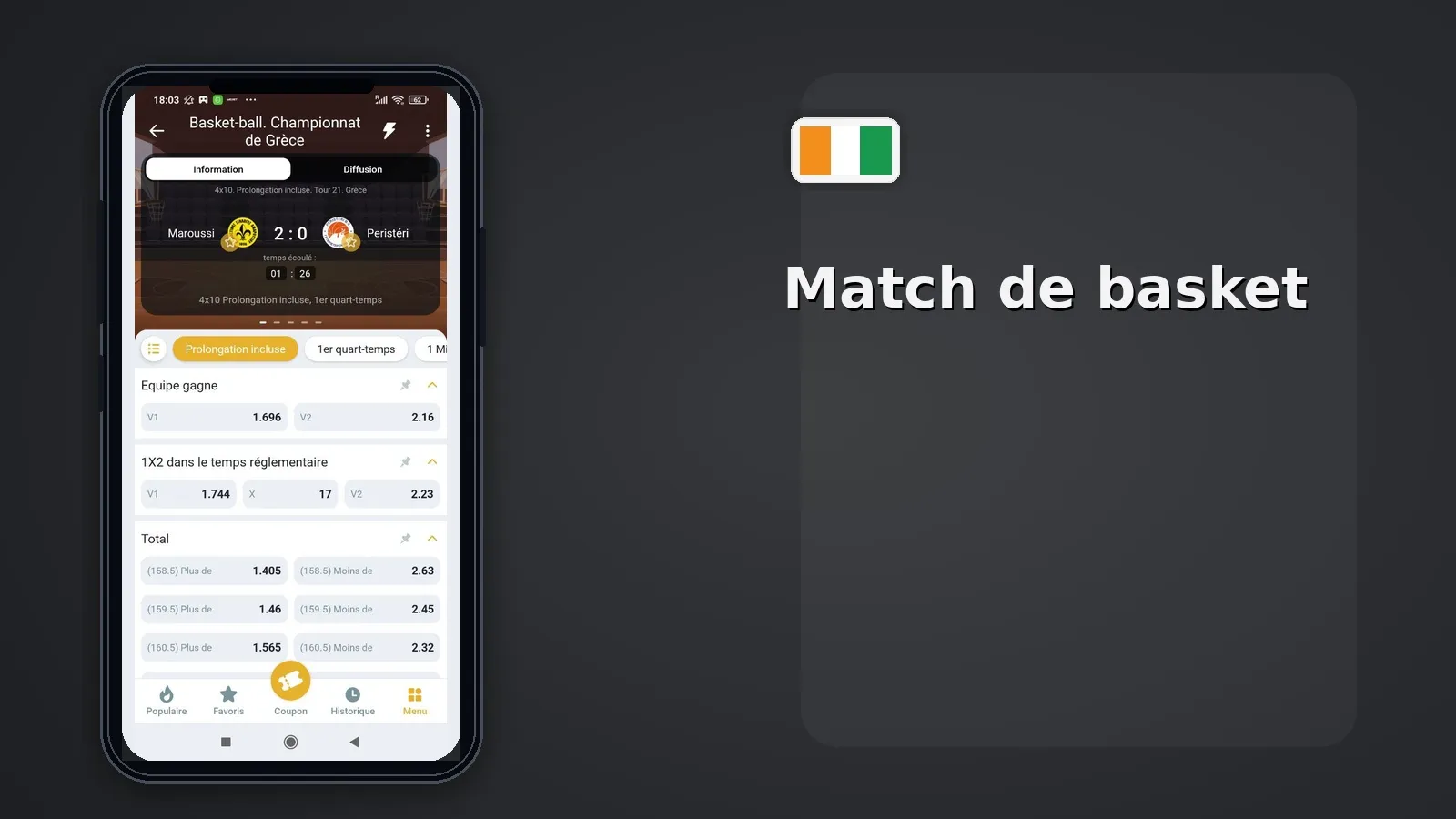 Match de basket Melbet CI — NBA et compétitions