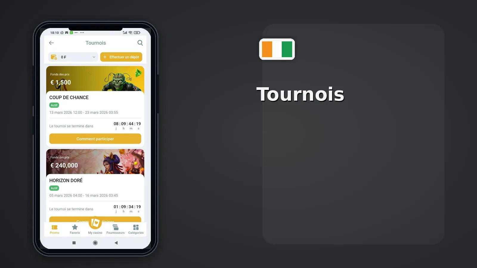 Tournois Melbet CI — casino et paris sportifs